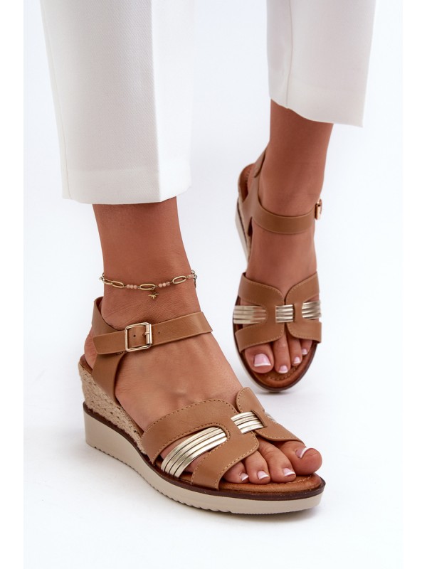 Women's Wedge Sandals with Woven Detail Brown Starlenna
