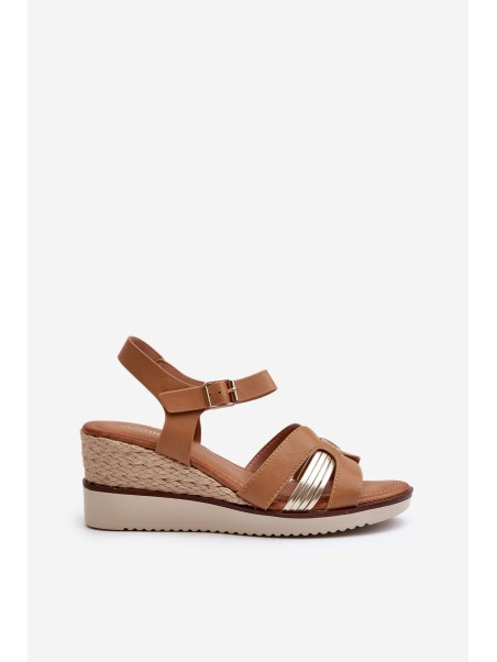 Women's Wedge Sandals with Woven Detail Brown Starlenna