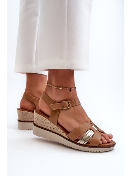 Women's Wedge Sandals with Woven Detail Brown Starlenna
