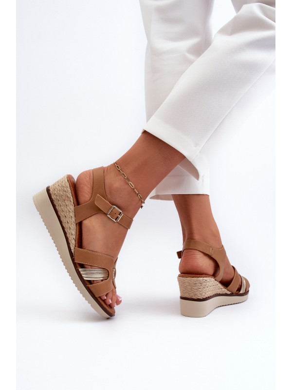 Women's Wedge Sandals with Woven Detail Brown Starlenna