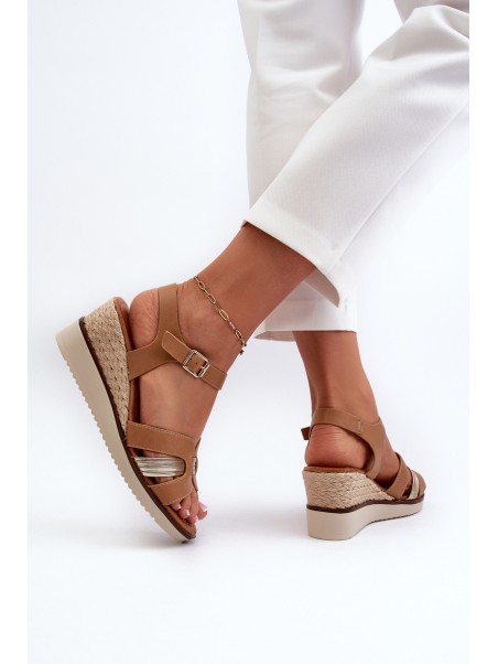 Women's Wedge Sandals with Woven Detail Brown Starlenna