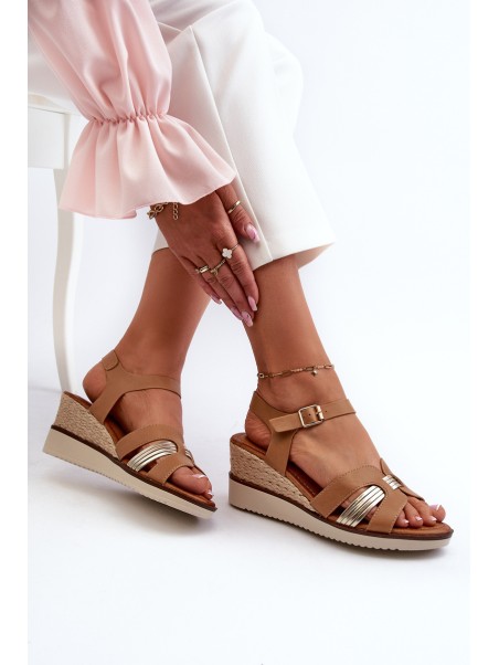 Women's Wedge Sandals with Woven Detail Brown Starlenna