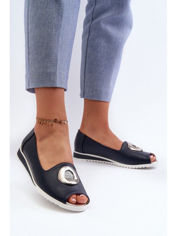 Women's Pumps with Eco Leather Decoration Navy Blue Biolita