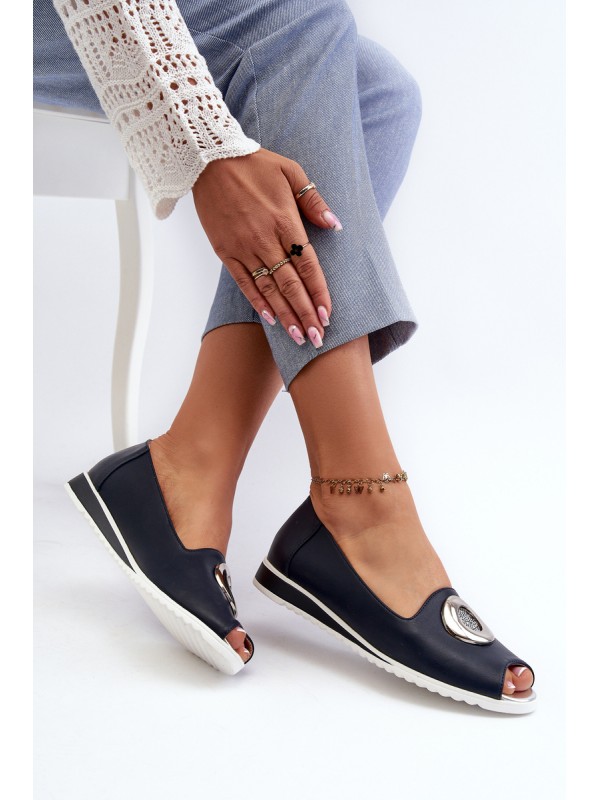 Women's Pumps with Eco Leather Decoration Navy Blue Biolita 2