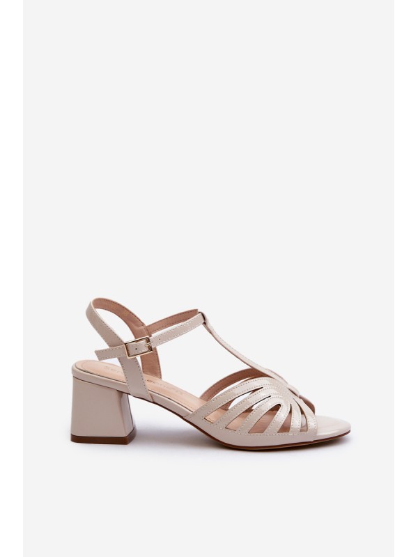 Beige Glossy Women's Sandals with Heels Sergio Leone SK880