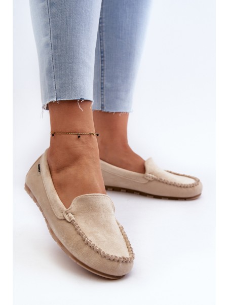 Women's Beige Faux Suede Moccasins Amrutia