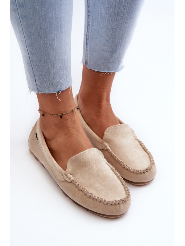 Women's Beige Faux Suede Moccasins Amrutia