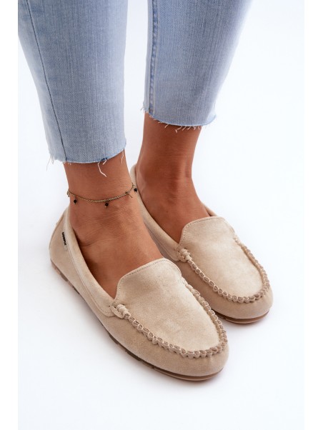 Women's Beige Faux Suede Moccasins Amrutia