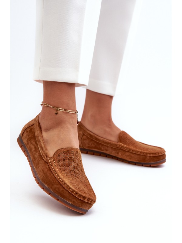 Women's Suede Moccasins Camel S.Barski LR755