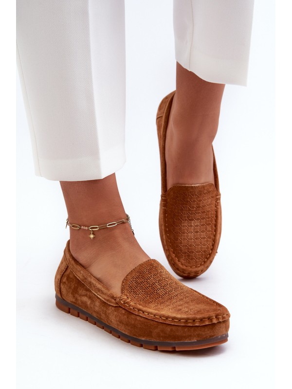 Women's Suede Moccasins Camel S.Barski LR755 2