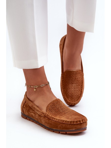 Women's Suede Moccasins Camel S.Barski LR755
