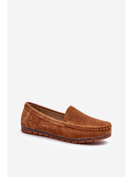 Women's Suede Moccasins Camel S.Barski LR755