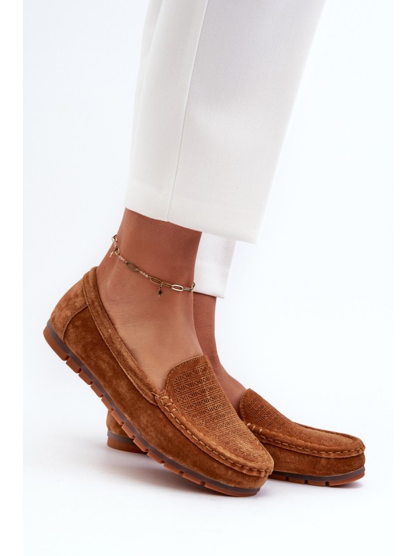 Women's Suede Moccasins Camel S.Barski LR755