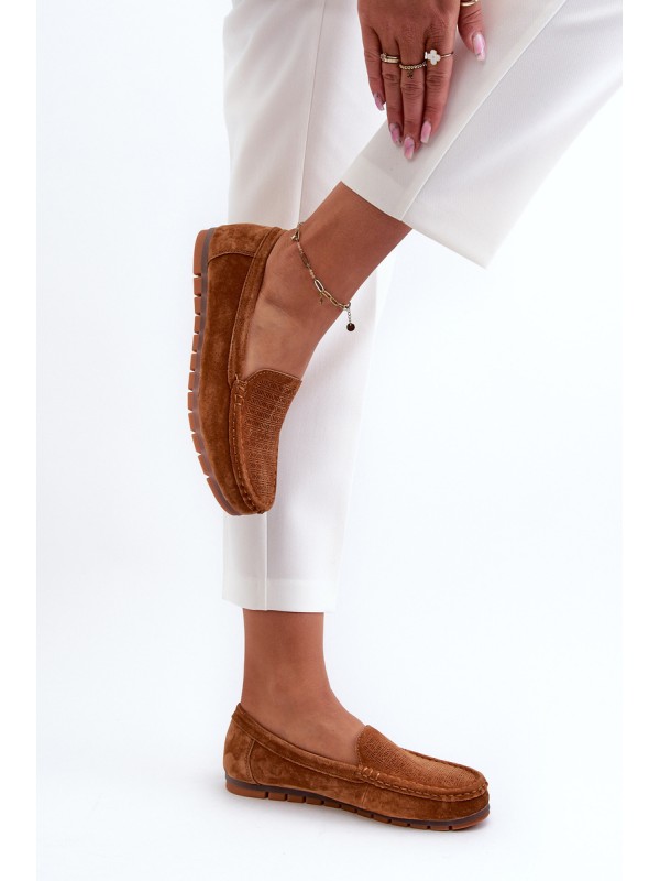 Women's Suede Moccasins Camel S.Barski LR755