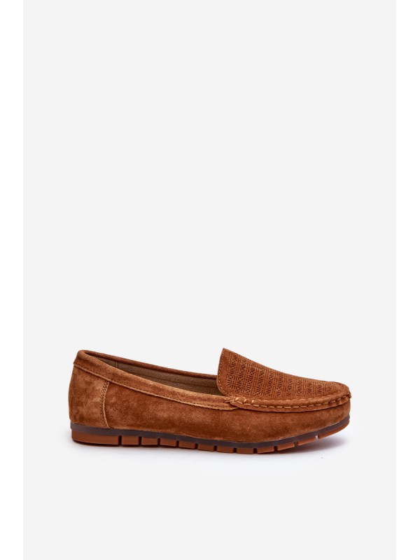 Women's Suede Moccasins Camel S.Barski LR755