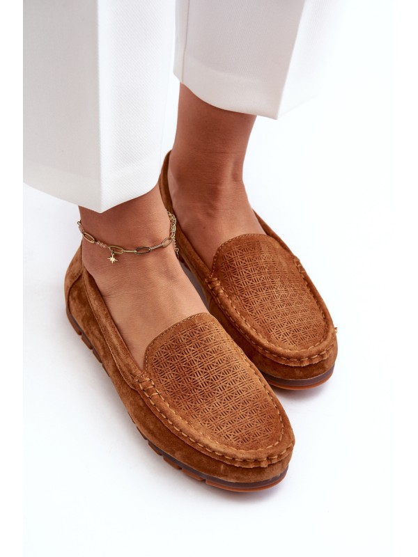 Women's Suede Moccasins Camel S.Barski LR755