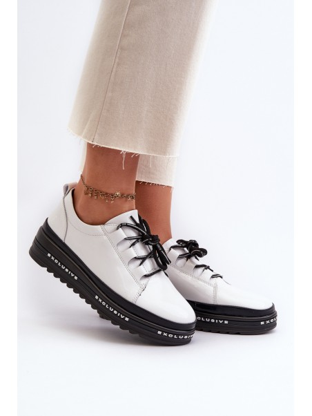 White Platform Sneakers with Glossy Finish S.Barski LR592B