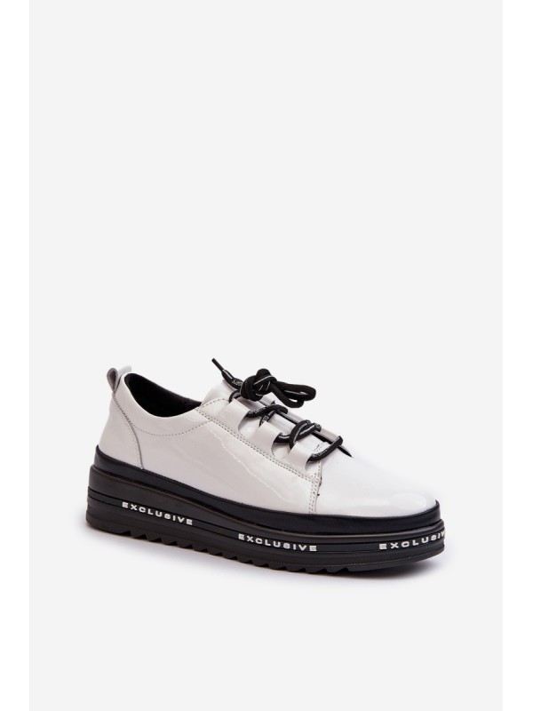 White Platform Sneakers with Glossy Finish S.Barski LR592B
