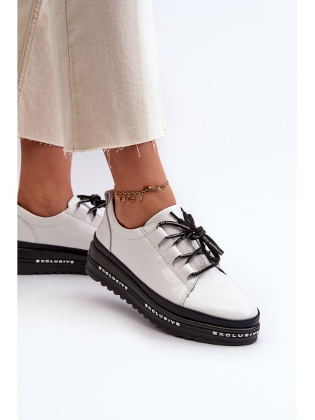 White Platform Sneakers with Glossy Finish S.Barski LR592B
