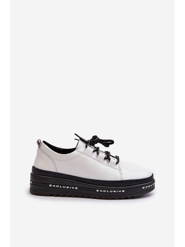 White Platform Sneakers with Glossy Finish S.Barski LR592B