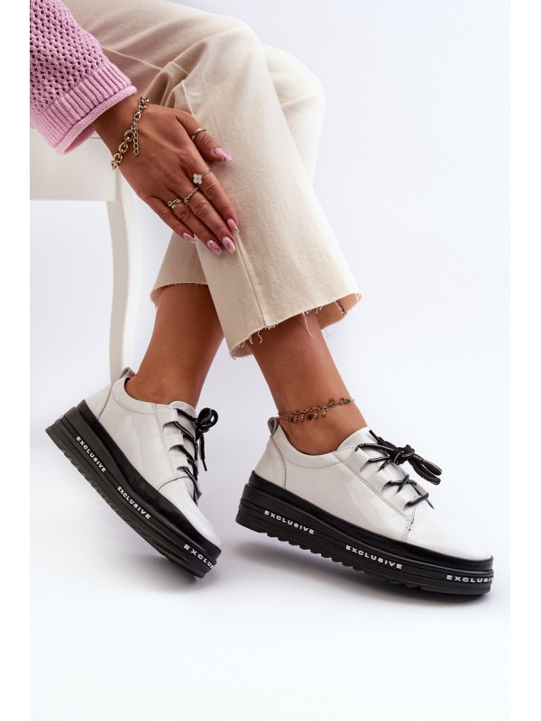 White Platform Sneakers with Glossy Finish S.Barski LR592B