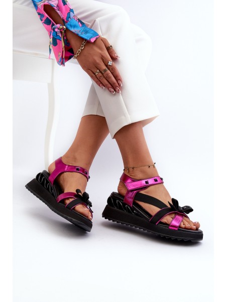 Women's Sandals with Bow D&A CR956 Fuchsia