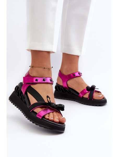 Women's Sandals with Bow D&A CR956 Fuchsia