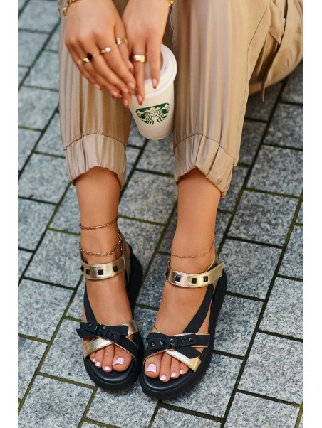 Women's Sandals With Bow D&A CR956 Gold