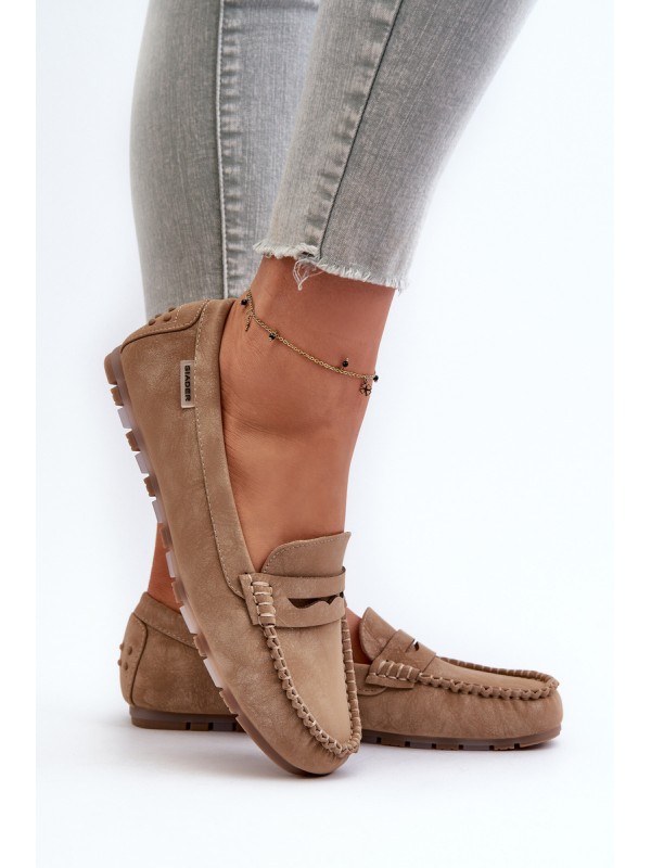 Women's Beige Faux Leather Loafers Celoria