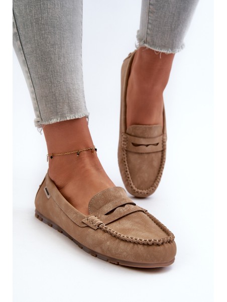 Women's Beige Faux Leather Loafers Celoria