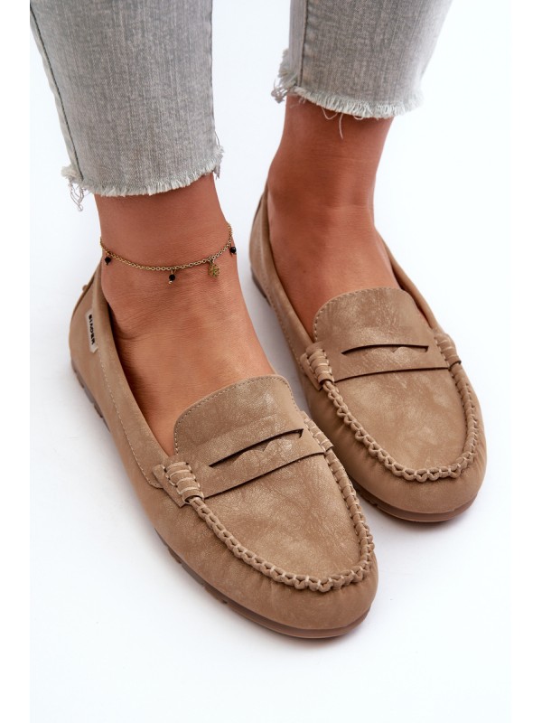 Women's Beige Faux Leather Loafers Celoria