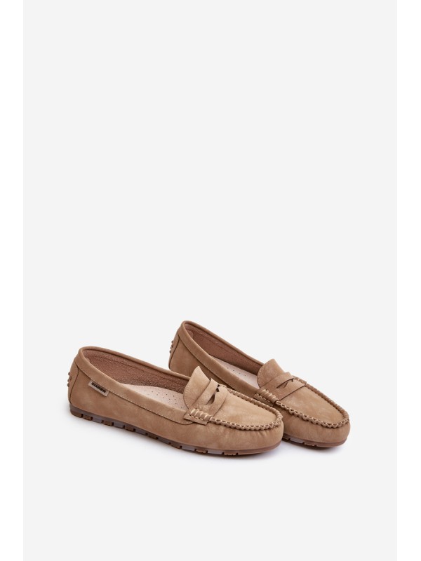 Women's Beige Faux Leather Loafers Celoria