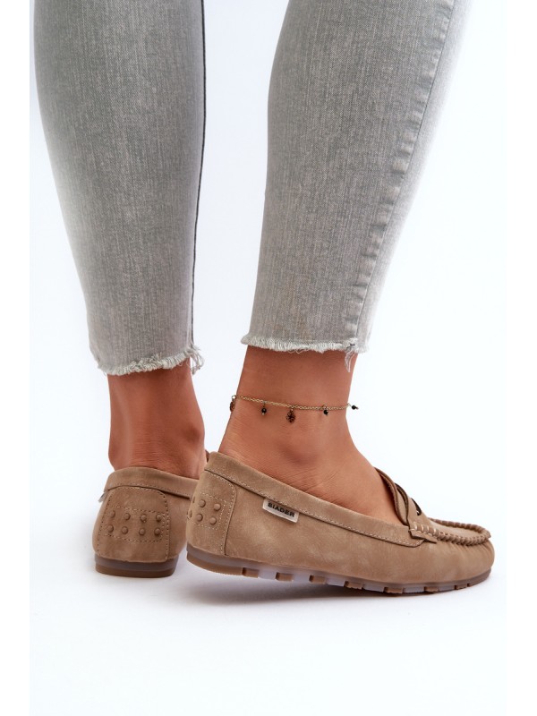 Women's Beige Faux Leather Loafers Celoria