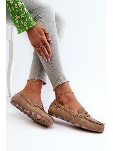 Women's Beige Faux Leather Loafers Celoria