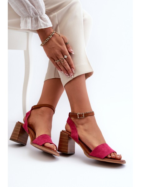 Women's High Heel Sandals in Fuchsia Eco-Suede Ronvia