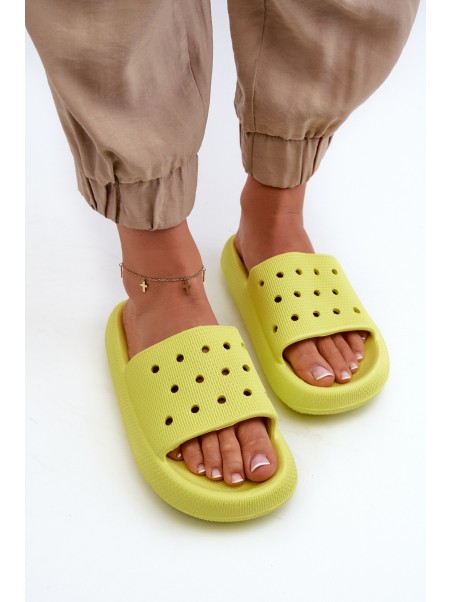 Women's Foam Slides on Thick Sole Lime Beula