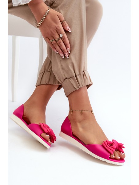 Women's Rubber Ballerina Flats with Bow Fuchsia Georia