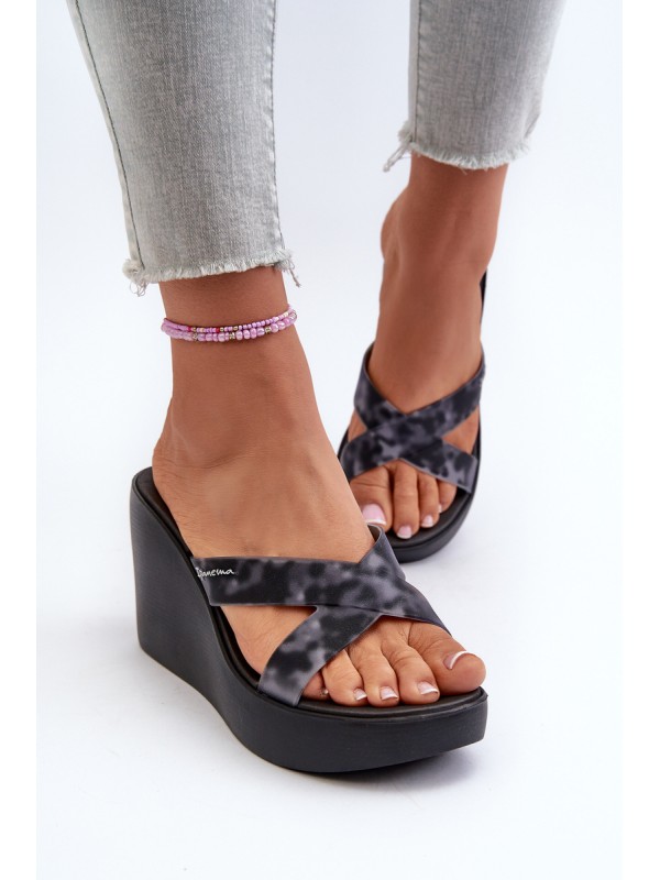 Women's Wedge Sandals 83520 Ipanema High Fashion Slide Fem Black