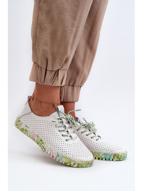 Women's White Genuine Leather Lace-up Shoes Farnalea 2