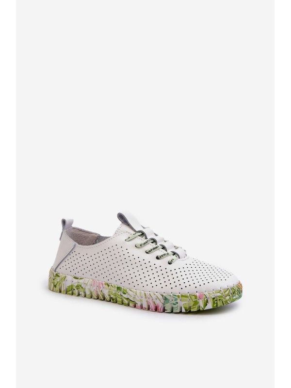Women's White Genuine Leather Lace-up Shoes Farnalea