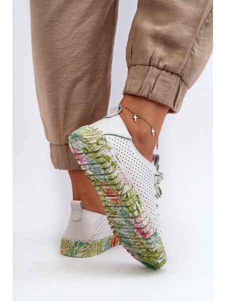 Women's White Genuine Leather Lace-up Shoes Farnalea