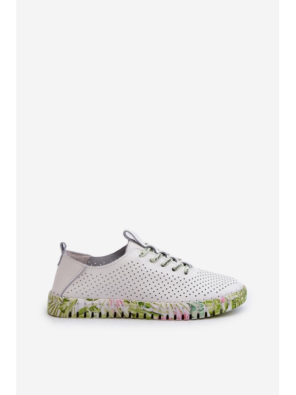 Women's White Genuine Leather Lace-up Shoes Farnalea