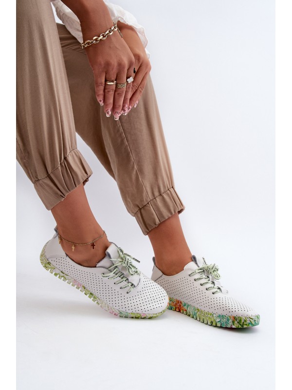 Women's White Genuine Leather Lace-up Shoes Farnalea