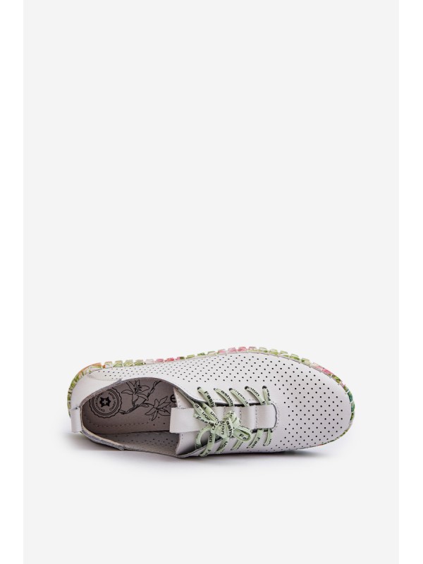 Women's White Genuine Leather Lace-up Shoes Farnalea