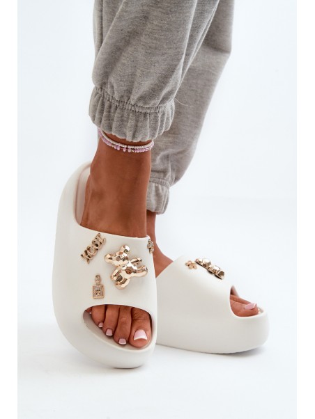 Women's Lightweight Foam Sandals With Decorations White Orchia