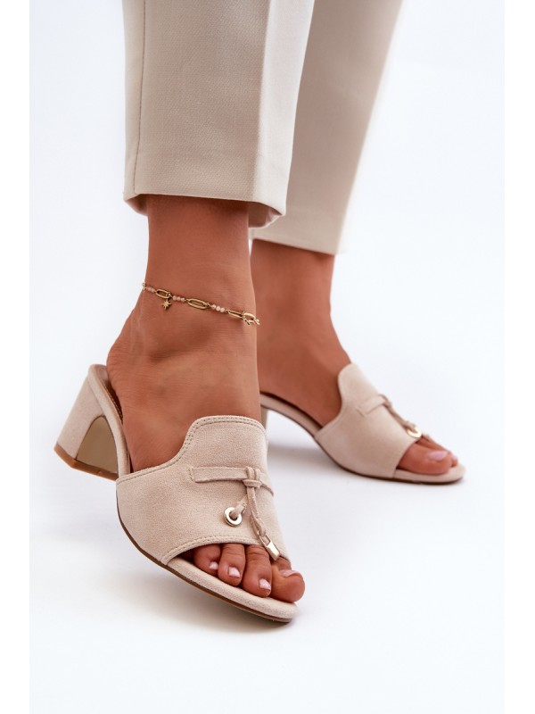 Women's Sandals in Faux Suede On Heel Beige Jemenna