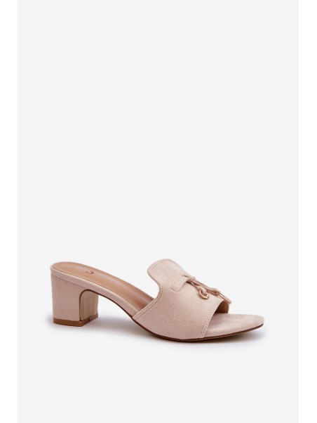 Women's Sandals in Faux Suede On Heel Beige Jemenna