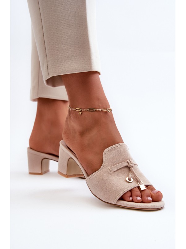 Women's Sandals in Faux Suede On Heel Beige Jemenna