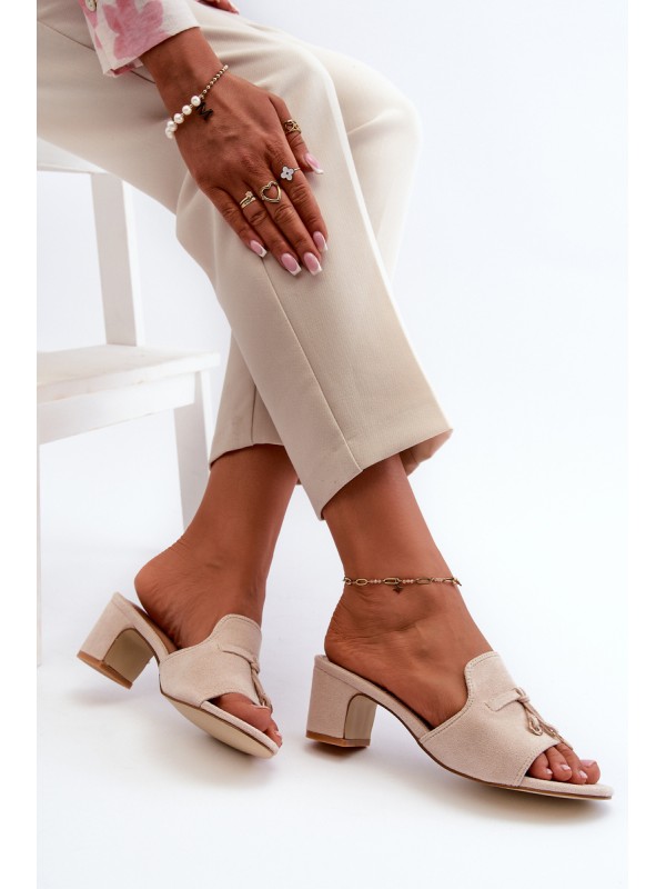Women's Sandals in Faux Suede On Heel Beige Jemenna
