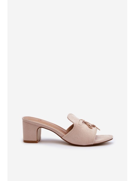Women's Sandals in Faux Suede On Heel Beige Jemenna